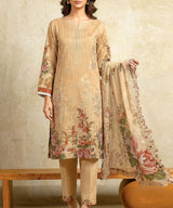 Beige Embroidered 3 Piece Suit Full View