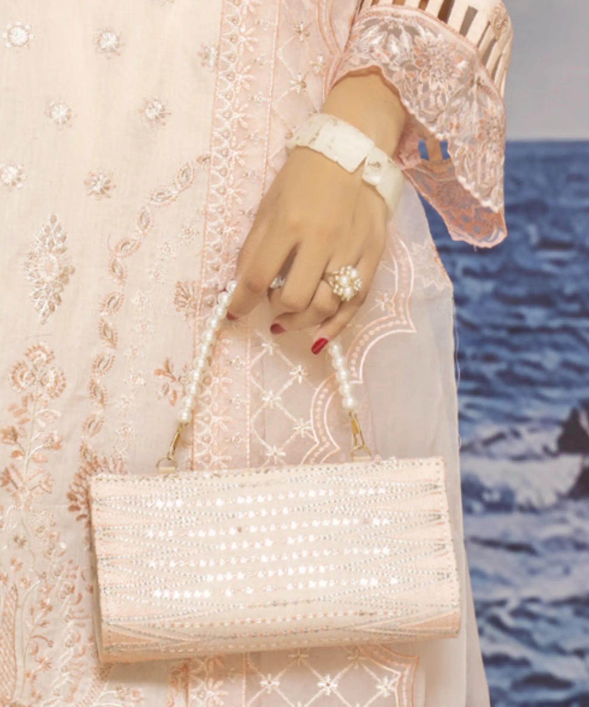 Beige Matching Handbag Purse Close Up