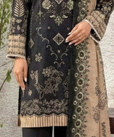 Black Embroidered Unstitched Suit Design