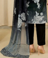 Black Unstitched 3PC Suit Dupatta Pattern Detail