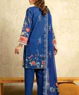 Blue Embroidered Unstitched Suit Back Design