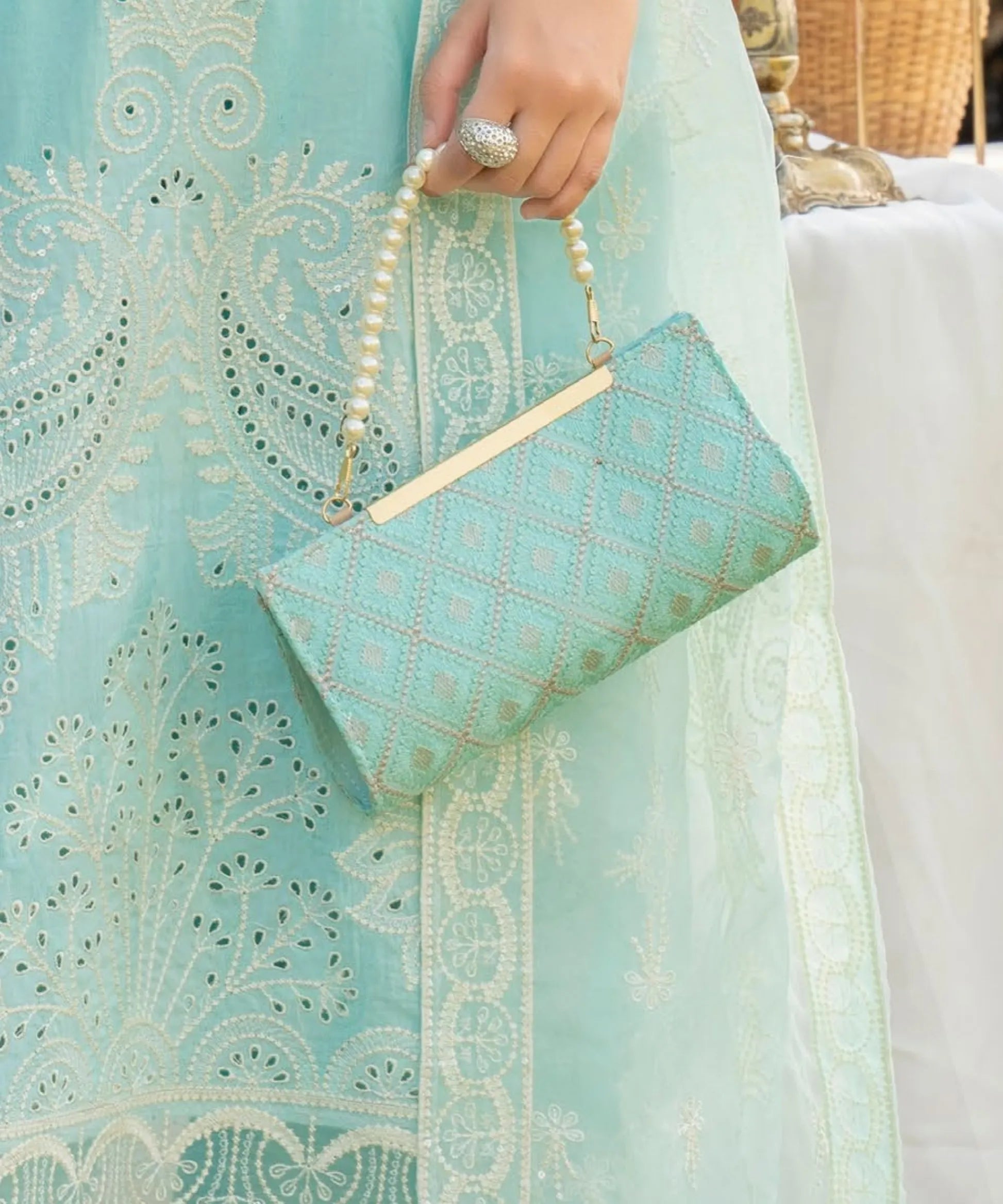 Blue Embroidered Unstitched 3PC lawn suit