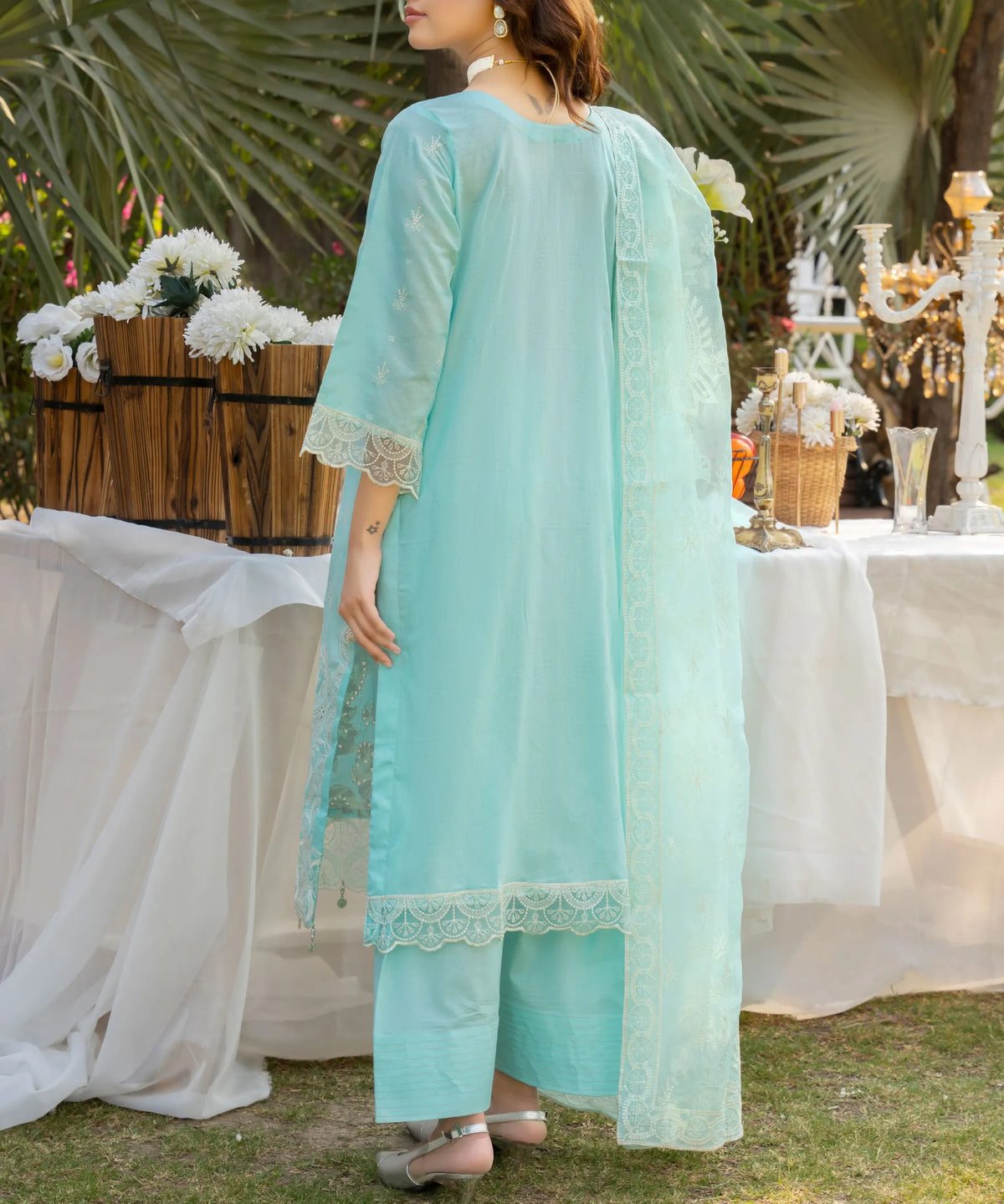 Blue Embroidered Unstitched 3PC lawn suit