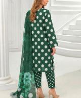 Bottle Green Embroidered Unstitched Suit Back Design