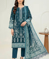 Deep Teal Embroidered 3Piece Suit Full View