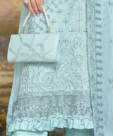 Light Blue Unstitched 3PC Suit Shirt Back View