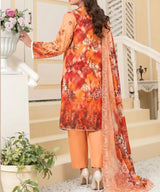 Light Orange Unstitched 3 PC Suit Shirt Back View