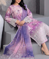 Light Pink Unstitched 3 PC Suit Printed Dupatta Design