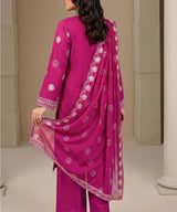 Magenta Embroidered Unstitched Suit Back Design