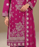 Magenta Embroidered Unstitched Suit Embroidery Detail