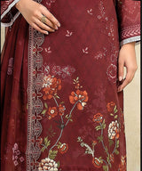 Maroon Embroidered Unstitched Suit Embroidery Detail