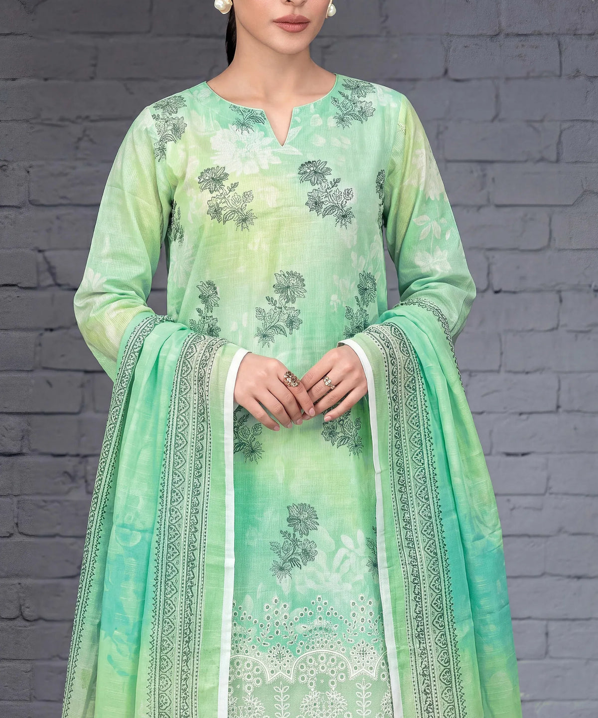 Mint Green Unstitched Premium Fabric Texture