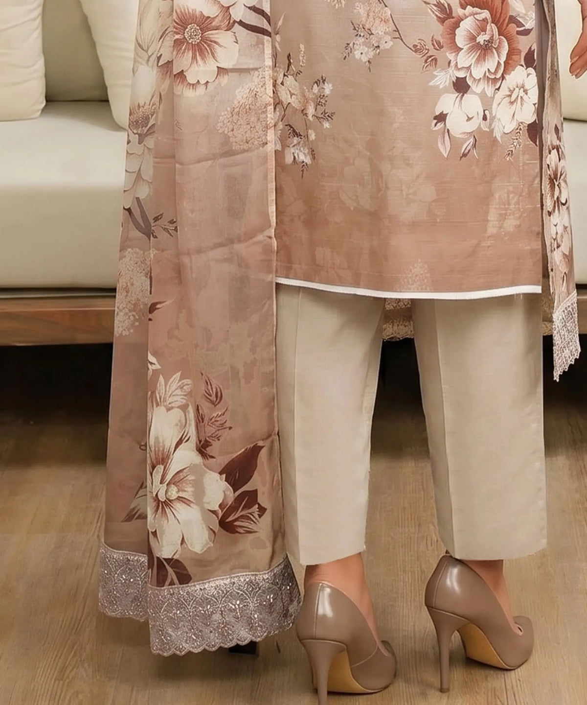 Multicolor Unstitched 3PC Suit Dupatta Pattern Detail
