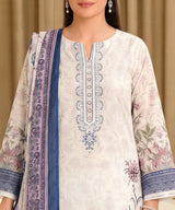 Off White Embroidered Unstitched Suit Embroidery Detail