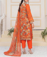 Orange Embroidered 3 Piece Suit Back View