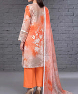 Orange Embroidered Unstitched Suit Back Design