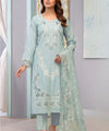 Premium Blue Embroidered 3PC Suit Full View