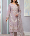 Premium Purple Embroidered 3Piece Suit Full View