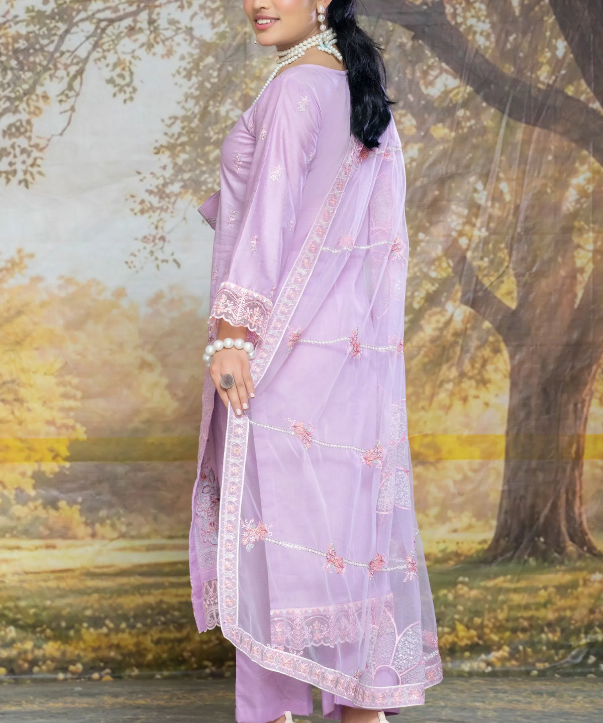 Purple Embroidered Unstitched 3PC Suit