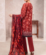 Red Embroidered Unstitched Suit Back Design