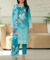 SkyBlue Unstitched 3PC Suit Shirt Back View