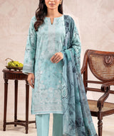 Sky Blue Embroidered 3Piece Suit Full View