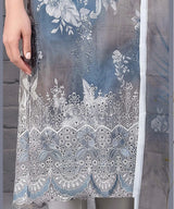 Slate Blue Embroidered Unstitched Suit Embroidery Detail