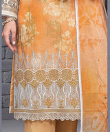 Yellow Embroidered Unstitched Suit Embroidery Detail