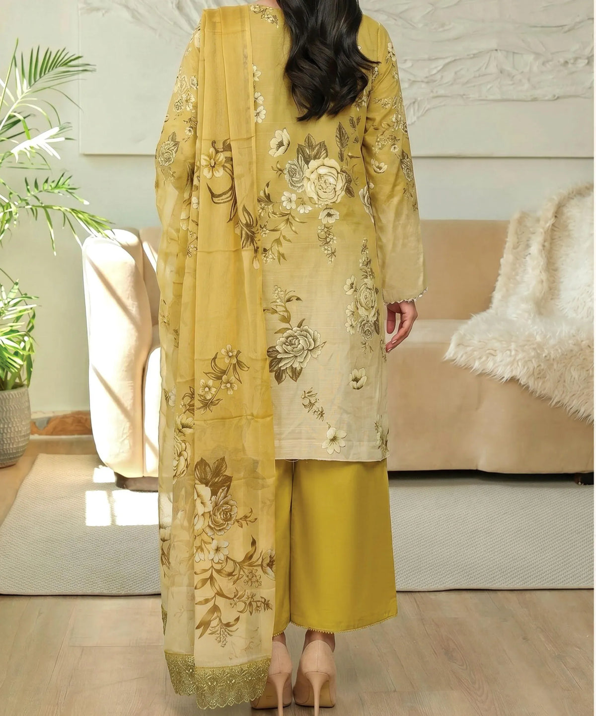 Yellow Unstitched 3PC Suit Trouser Fabric Quality