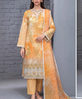 Yellow Unstitched Embroidered 3 Piece Suit Full View