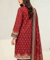 Red Embroidered Unstitched Suit Back Design