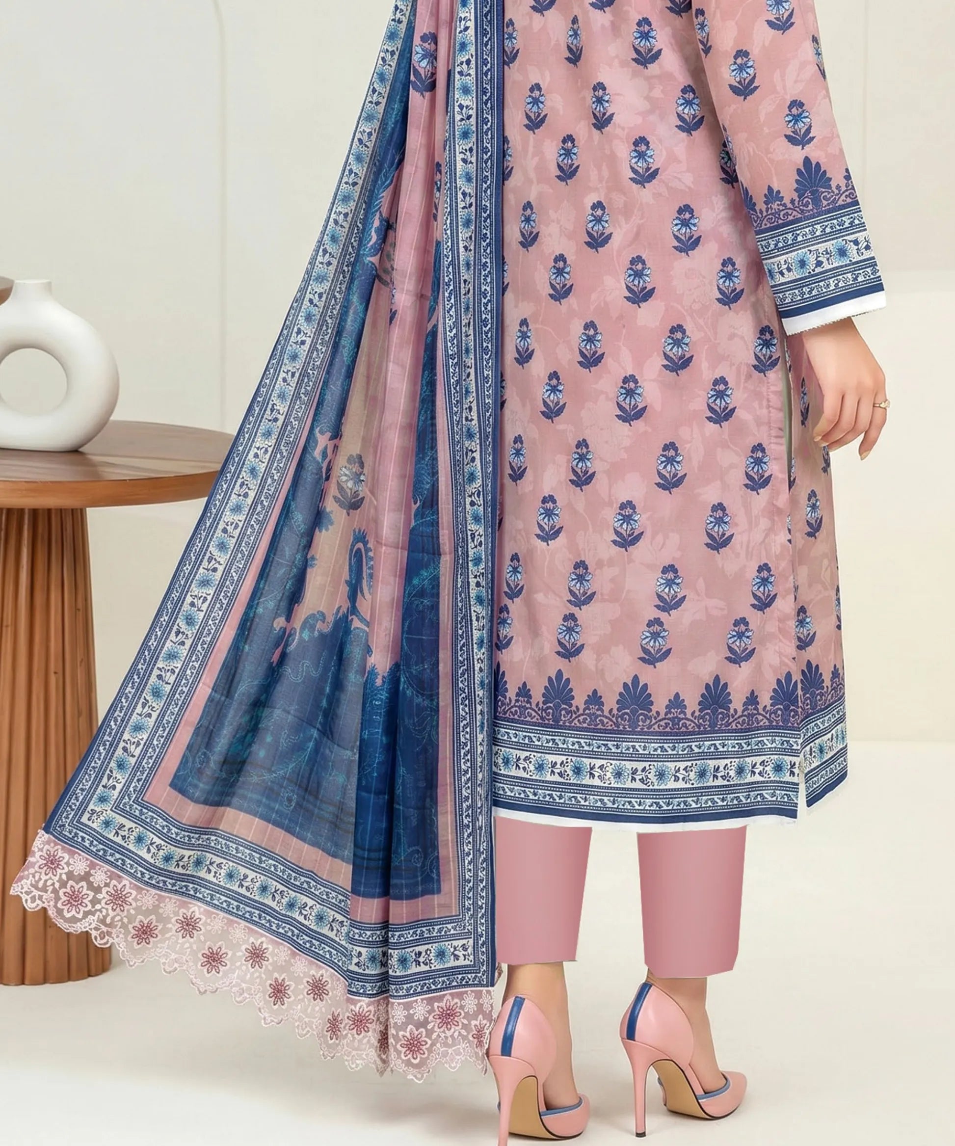 Aaria Rose Gold Embroidered Unstitched 3 Piece Suit