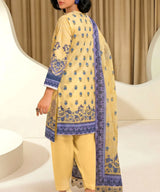 Yellow Embroidered Unstitched Suit Back Design