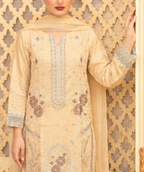 Beige Embroidered Unstitched Suit 