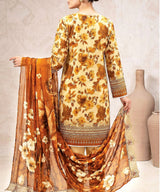 Beige Embroidered Unstitched Suit Back Design