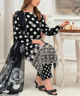 Black Embroidered Unstitched 3 Piece Suit