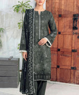Black Embroidered Unstitched 3 Piece Suit Full View