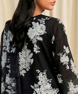 Black Unstitched 3PC Suit DupattaPattern Detail