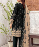 Black Embroidered Unstitched Suit Back Design
