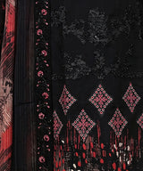 Black Embroidered Unstitched Suit Embroidery Detail