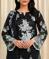 Black Unstitched 3PC Suit Dupatta Pattern Detail