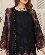 Black Embroidered Unstitched Suit Neck line Embroidery Detail