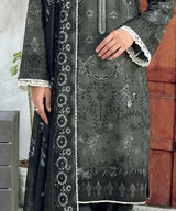 Black Unstitched Embroidered Suit Embroidery Detail