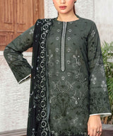 Black Embroidered Unstitched Suit Neck line Embroidery Detail