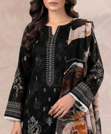 Black Embroidered Unstitched Suit Embroidery Detail