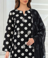 Black Embroidered Unstitched Suit Neckline Embroidery Detail