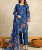 Blue Embroidered 3 Piece Suit Full Pattern