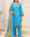 Blue Embroidered 3 Piece Suit Full View