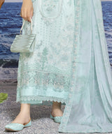 Blue Embroidered Suit Plain Trouser Fabric