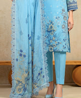 Blue Embroidered Unstitched 3PC Suit